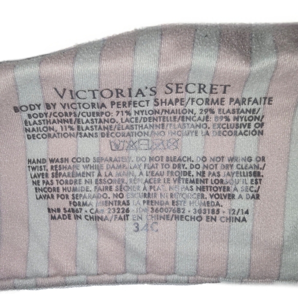 Victoria’s Secret Pushup Underwire Bra w/ Multi-Way Straps - Heritage Stripe 34C - Picture 7 of 7